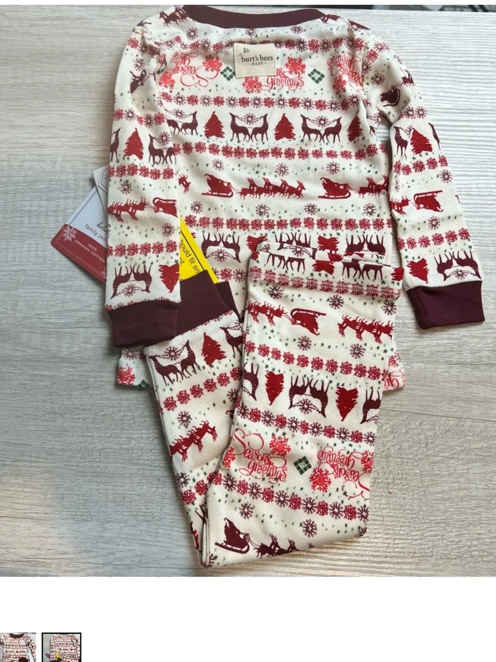 Season Greetings Fair Isle Organic Cotton Pajama Set 4T NWT